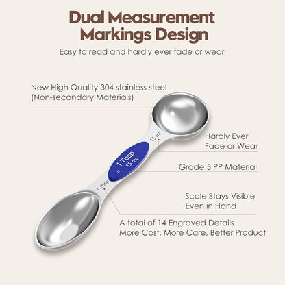 Magnetic Measuring Cups and Spoons Set – 304 Stainless Steel | Dual-sided Design | 15-Piece with Leveler | N52 Space-Saving Magnetic Nesting | Baking & Meal Prep | Kitchen Gift (Black)