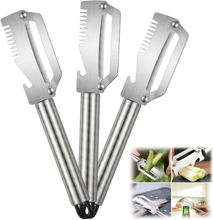 Multi functional Vegetable Peelers for Kitchen 3PCS, 4-in-1 Stainless Steel Vegetable Peeler with Shredder, for Fruit Veggie potato Pumpkin Openerscaling, Gifts for Mom
