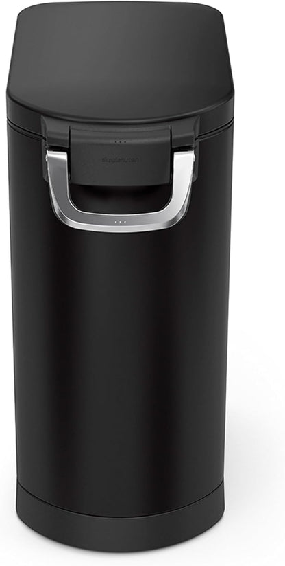 simplehuman 25 Liter, 27 lb / 12.2 kg Medium Pet Food Storage Container for Dog Food, Cat Food, and Bird Feed, Alloy Steel, Matte Black