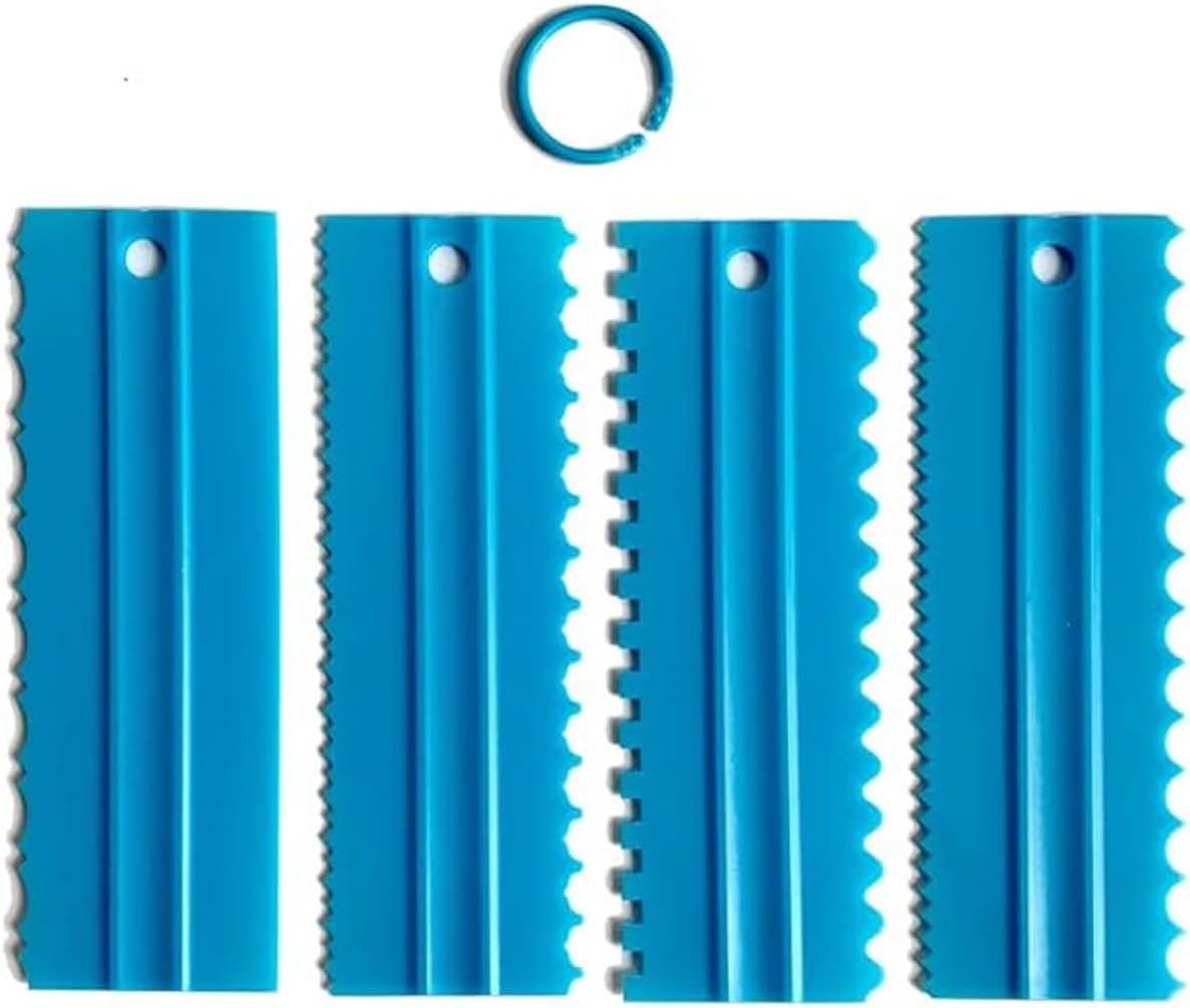 Cake Scrapers Set Decorating Comb and Icing Smoother, Plastic Sawtooth Scraper Polisher Butter Mousse Cream Cake Edge DIY Tool -8 Design Textures (White)
