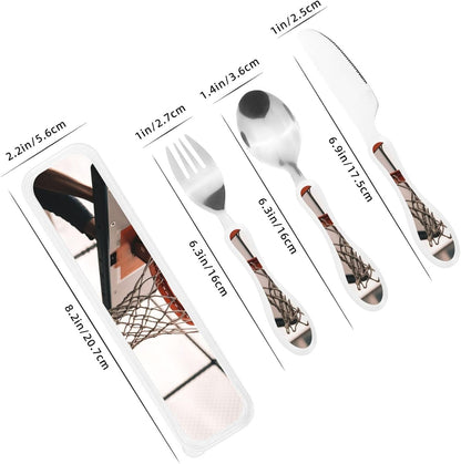 3-Piece Kids Silverware Set With Storage Case, Stainless Steel Reusable Children Safe Knife Spoon Fork Set Beach House Children Flatware Set For Kids Lunch Box