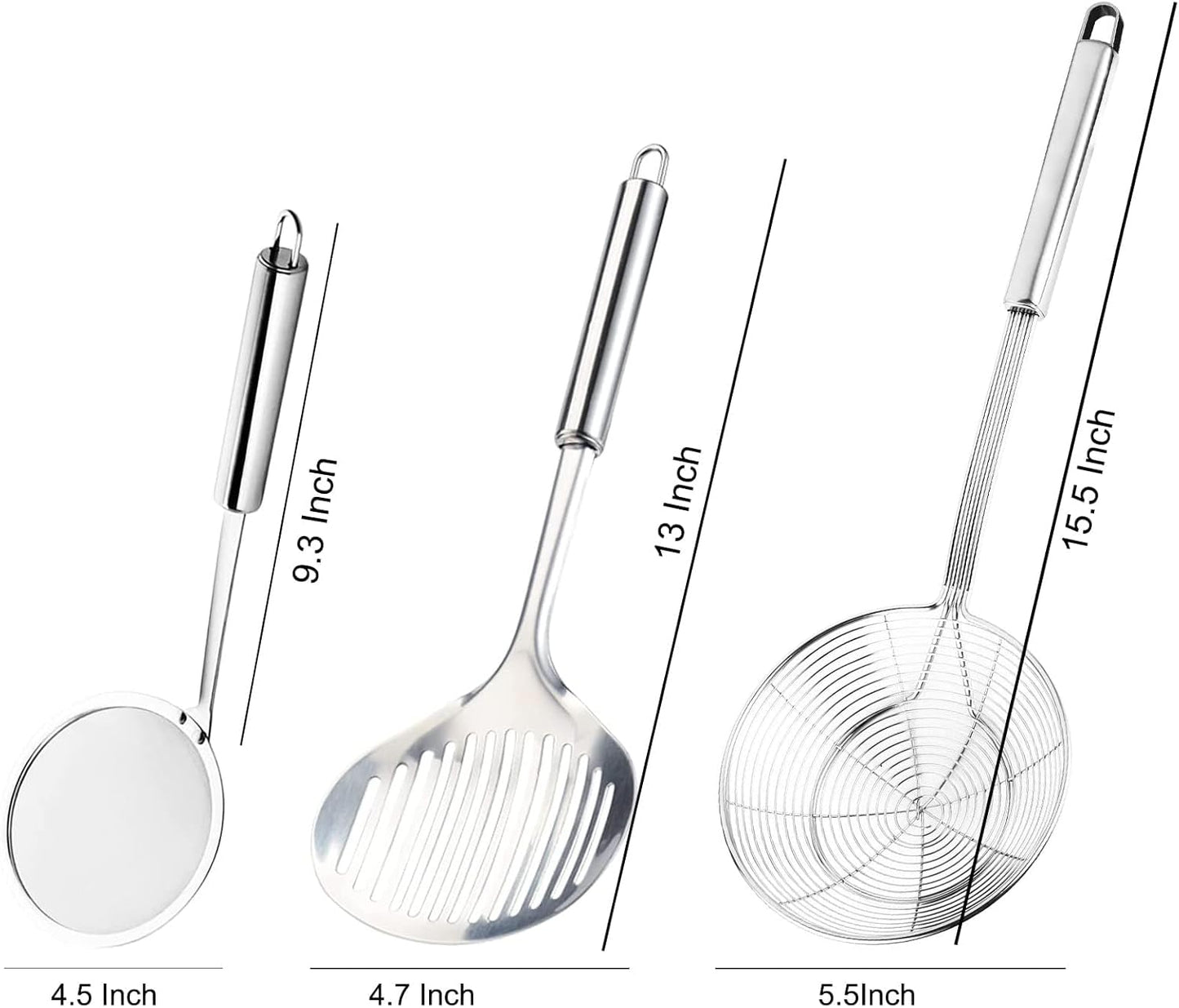 TENTA Kitchen Multi Kitchen Utensil Stainless Steel Cooking Skimmer Slotted Fish Turner Spatula Spoon Colander Drain Water Filter Spoon Hot Pot Scoop Comfortable Grip Design Strainer Ladle for Kitchen