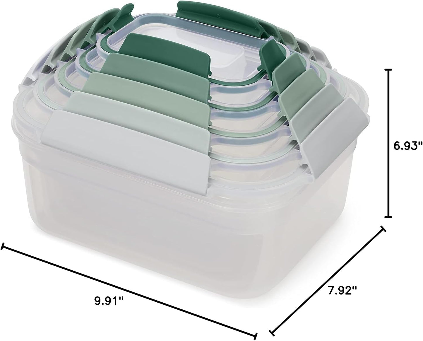 Joseph Joseph Nest Lock Plastic BPA Free Food Storage Container Set with Lockable Airtight Leakproof Lids, 10-Piece, Multi-Color