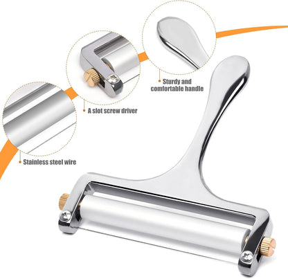 Sopito Cheese Slicer with 3 Extra Stainless Steel Wires, Silver