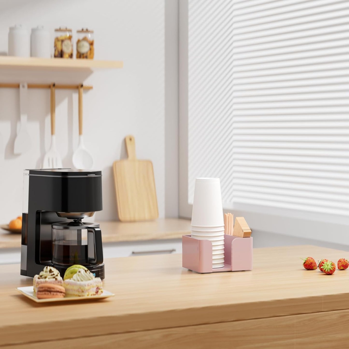 Coffee Cup Holder for Countertop - Clear Acrylic Coffee Bar Accessories Cup Organizer Station Organizer Farmhouse Table Décor