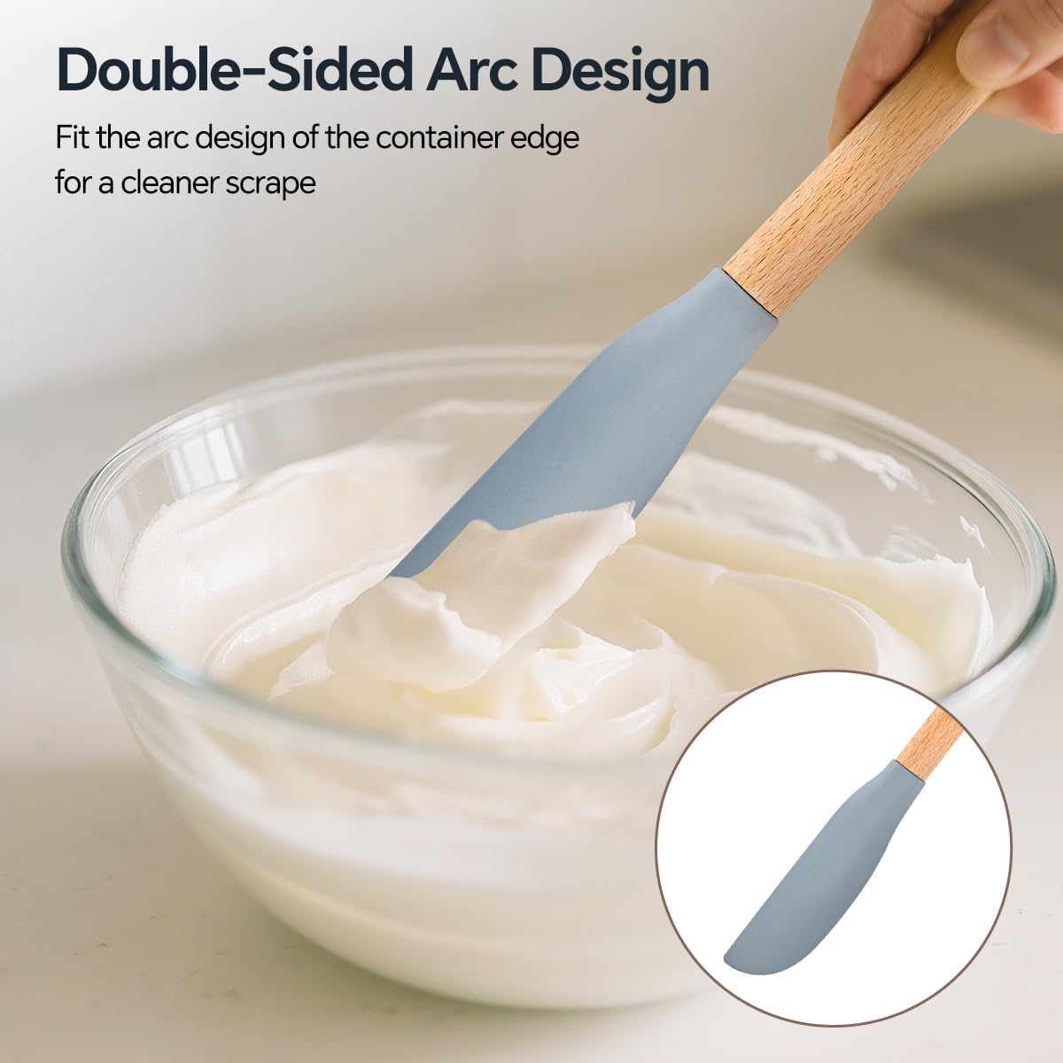 5 Pcs Silicone Spatula Set, Food Grade Rubber Spatula, Non Stick Upgrade Strong Handle with Ergonomic Grip, Heat Resistant Up to 600°F for Cooking, Baking, Mixing, Frosting