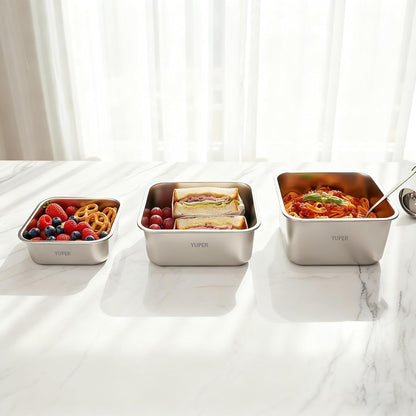 YUPER Stainless Steel Food Storage Containers, Large Meal Prep Container Sets with Lids, BPA Free, Leak Proof & Airtight, Microwave, Dishwasher, Fridge, Freezer & Oven Safe, 3 Pack (84+125+162OZ)