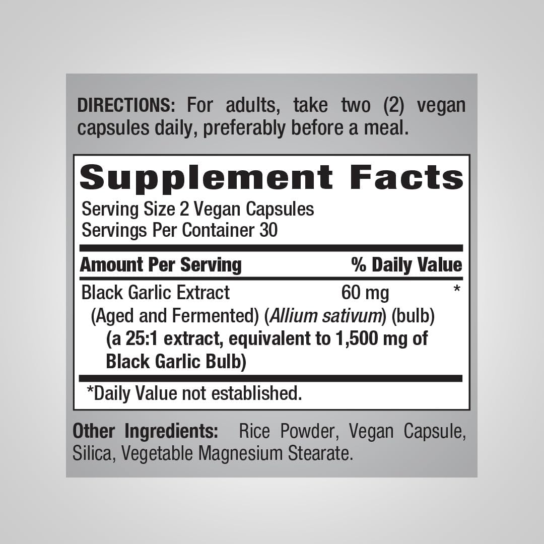 Piping Rock Black Garlic Supplement | 60 Capsules | Aged and Fermented