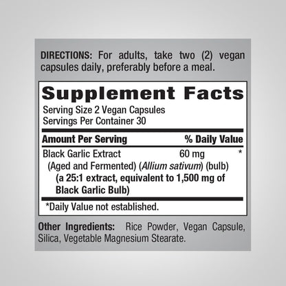 Piping Rock Black Garlic Supplement | 60 Capsules | Aged and Fermented
