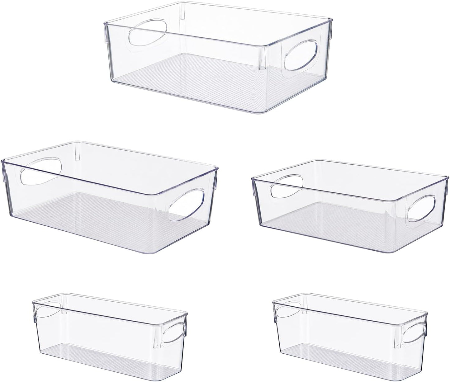 UFORU 10 Pack Clear Pantry Organizers and Storage, Stackable Plastic Storage Bins with Handles, Clear Storage Bins for Kitchen, Fridge, Freezer, Cabinet and Containers for Pantry Organization