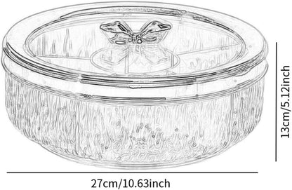 Divided Serving Tray Snack Platter Rotating 6 Compartments Dustproof Nuts Storage Platter Dessert Plate for Home Living Room, rose golden ball