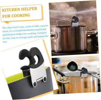 4pcs Stainless Steel Pot Spoon Holder Clip, Kitchen Tool