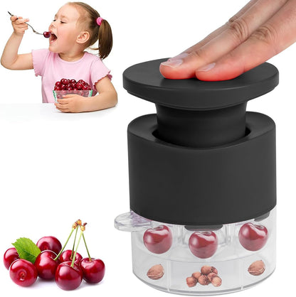 Cherry Pitter Tool,Cherry Pitter Cherry Stone Remover Tool for Making Cherry Jam Cherries Corer Pitter Tool，Cherry Pitter Olive Pitter with Space-Saving Lock Design, Black