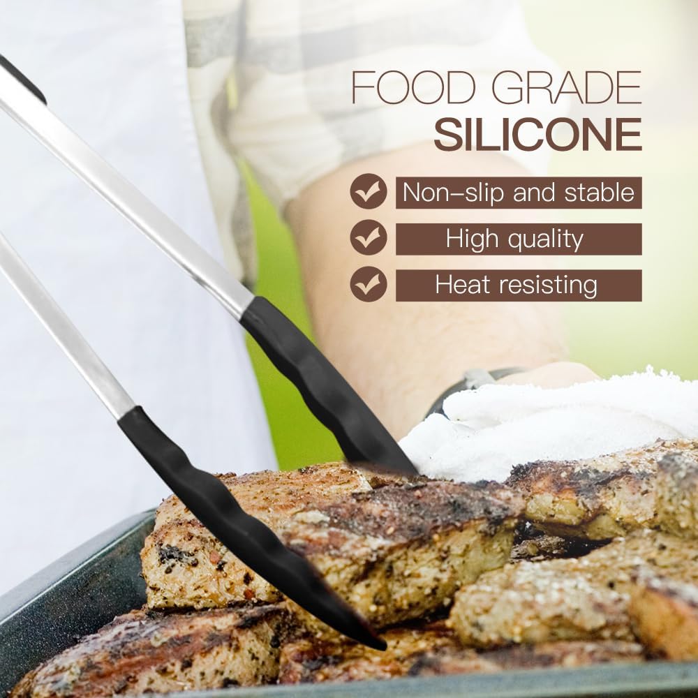 Kitchen Utensils Set-Silicone Cooking Utensils-33pcs Non-Stick Silicone Cooking Kitchen Utensils Spatula Set with Holder-Best Kitchen Cookware with Stainless Steel Handle (Khaki)