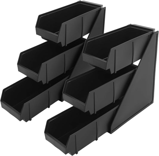 Serve Condiment Bin, 3-Tier 6-Compartment Plastic Containers Storage Bins, Wall Mount or Tabletop Condiment Organizer, Easy Assembly Space-Saving for Kitchen, Restaurant, Party