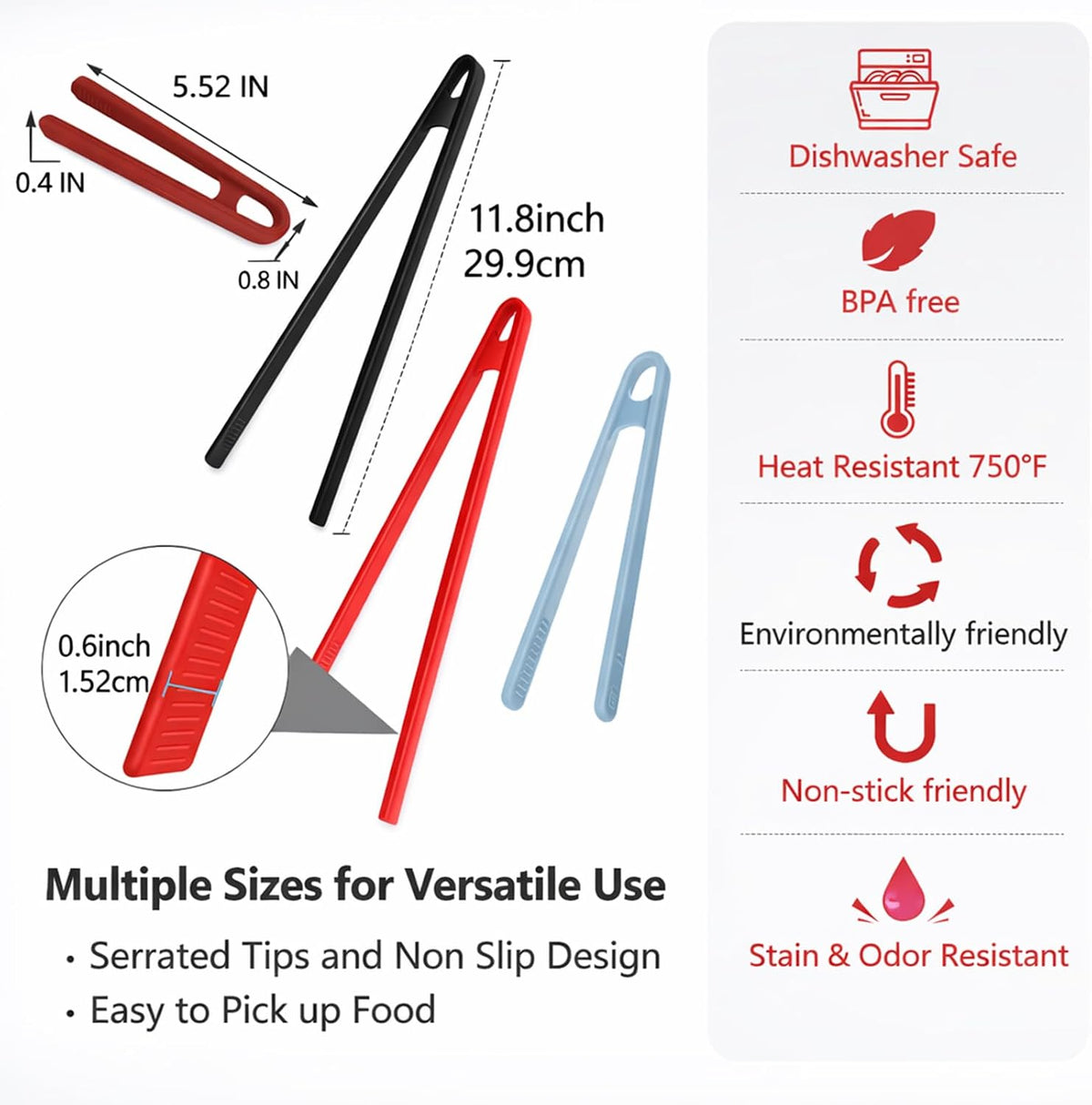 4 Pcs Silicone Trivet Tongs for Cooking,11.8In Long & 5.51In Short Silicone Tongs for Cooking, Long or Short Non-stick Heat Resistant Barbecue Grilling Tool for Toaster Pan Fried Steak Food BBQ