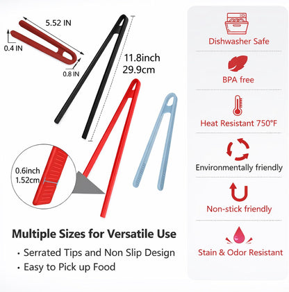 4 Pcs Silicone Trivet Tongs for Cooking,11.8In Long & 5.51In Short Silicone Tongs for Cooking, Long or Short Non-stick Heat Resistant Barbecue Grilling Tool for Toaster Pan Fried Steak Food BBQ