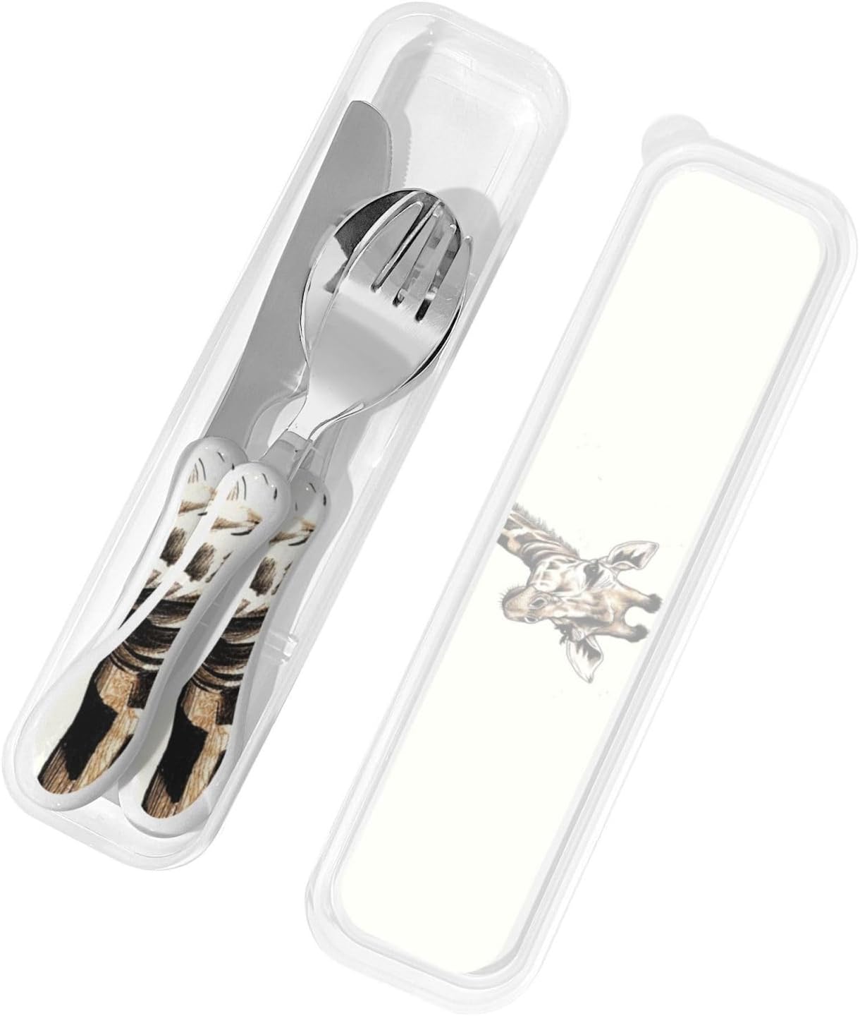 3-Piece Kids Silverware Set With Storage Case, Stainless Steel Reusable Children Safe Knife Spoon Fork Set Blue Active Girl Running Sunset Children Flatware Set For Kids Lunch Box - Colors B