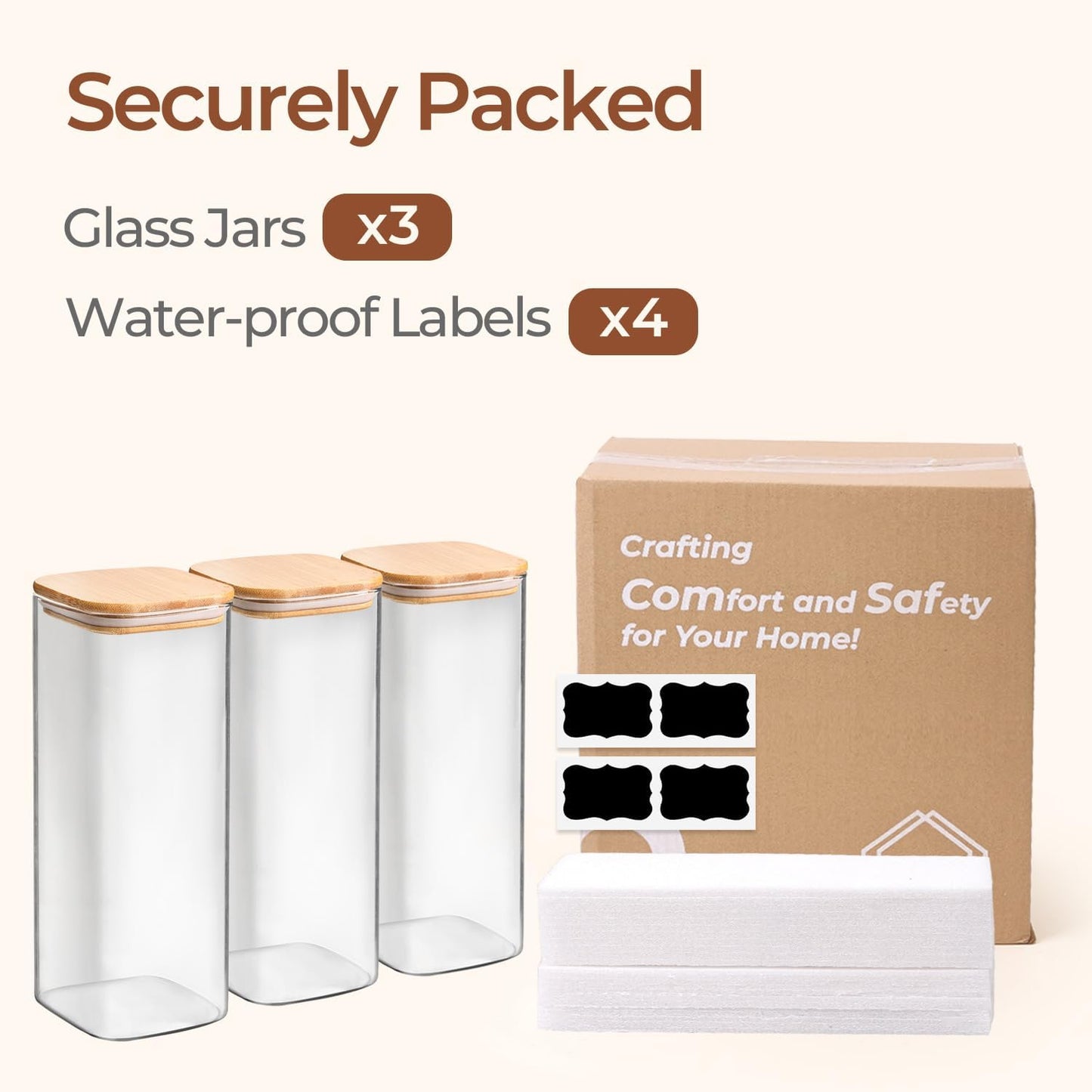 ComSaf 2Pcs Large Glass Storage Containers with Lids 4Qt, 1 Gallon Wide Mouth Flour Sugar Storage Containers, Large Capacity and Sealed for Rice, Cereal, Oat, Easy Clean and Scoop, Pantry Organization
