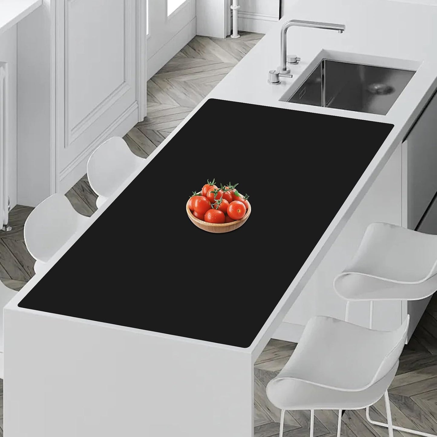 72''x16'' Extra Large Silicone Mat for Kitchen Counter, Heat Resistant Countertop Protector, Non-Slip Waterproof Kitchen Island Mat, Easy to Clean, Light Gray
