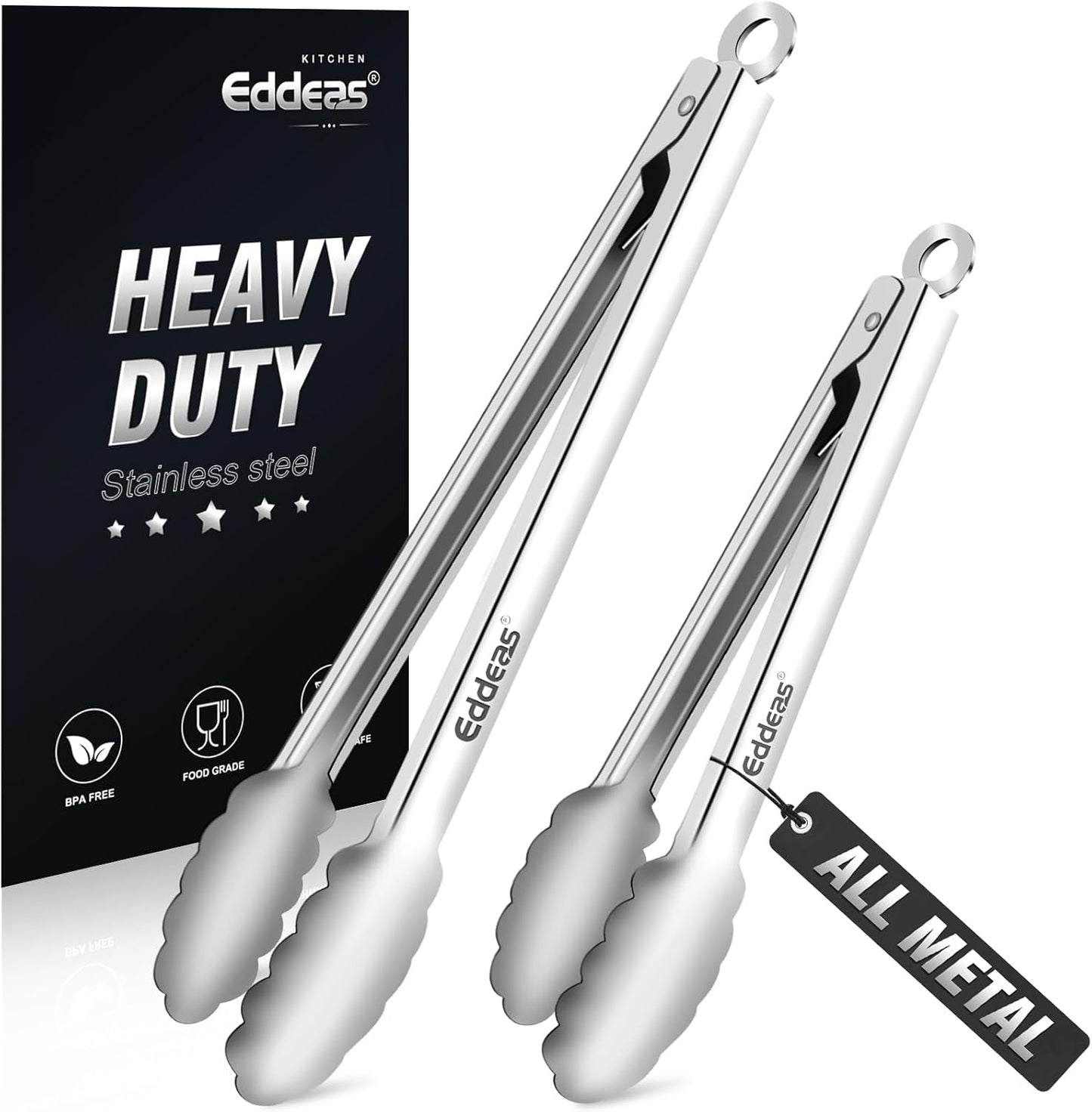 Eddeas Kitchen Tweezers Tongs, Cooking Tweezers Stainless Steel - 3 Size 12'' 10'' & 8 inch Ideal for Meat, pasta, plating and pinching delicate small pieces of food, Set of 3