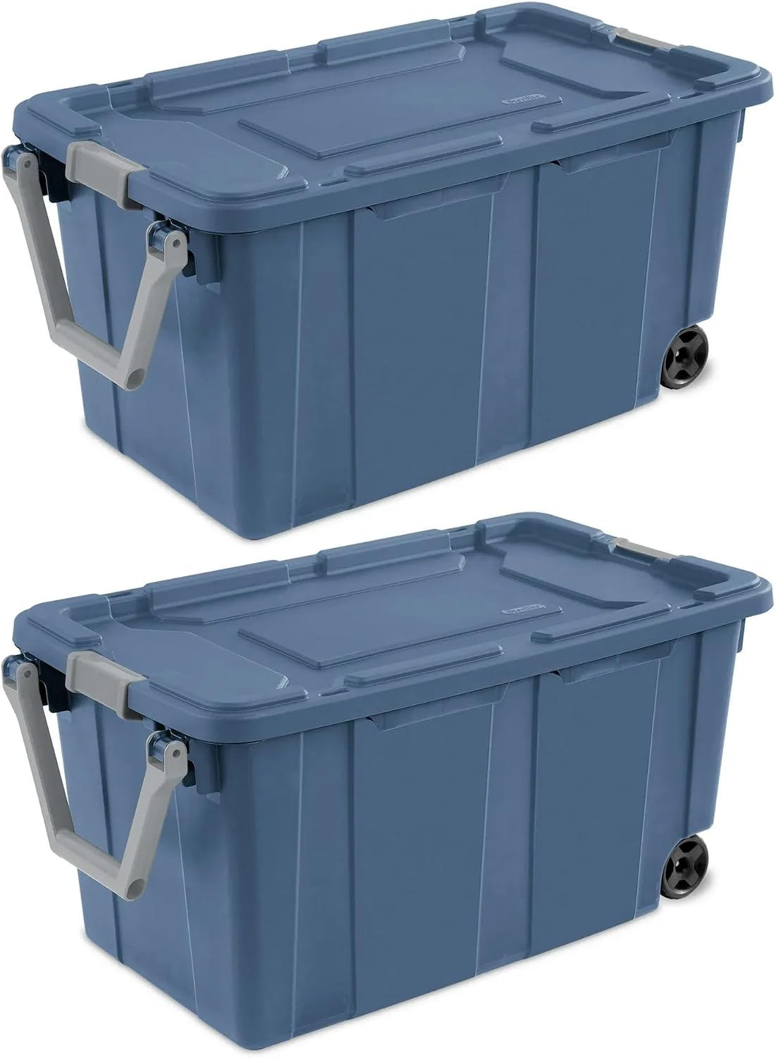 Extra Large Storage Bin, 40 Gallon Wheeled Plastic Storage Container with Handle, Green, Pack of 2 (GREEN)