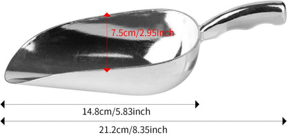 12 Oz Cast Aluminum Bar Ice Scoop Suitable for wedding, buffet (Silver-2pc)