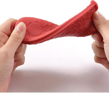 Heat Resistant Pot Handle Cover, 3 Sets Silicone Red Thick Non-Slip Pot Holder Sleeve for Kitchen (red)