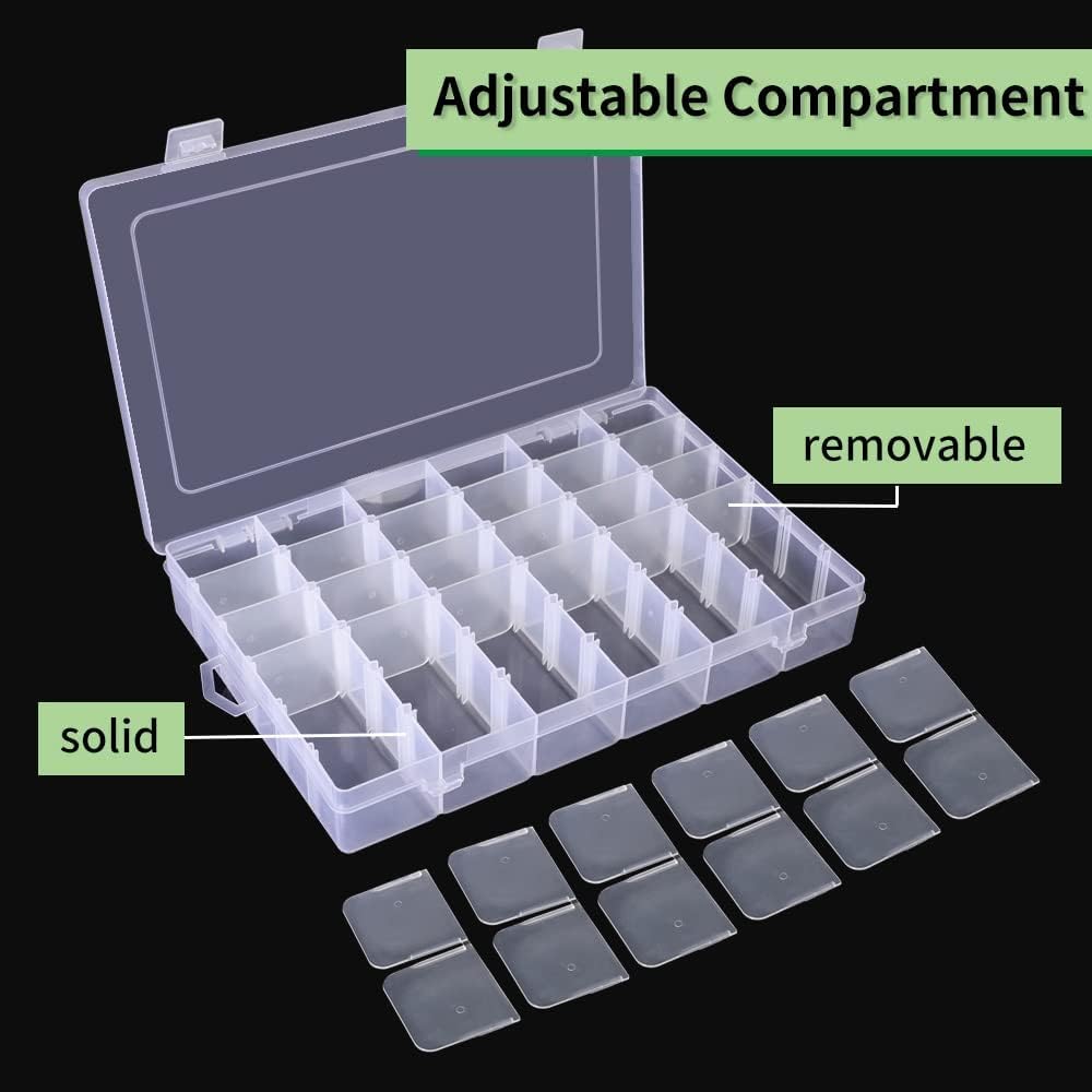 Opret 15 Grids Bead Organizer(4 Pack), Earring Organizer Box, SMALL Plastic Clear Organizing Containers with Adjustable Dividers for Crafts Jewelry Screws Small Items, Size 6.9×3.9×0.9in