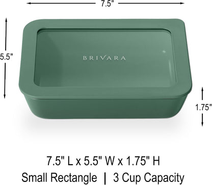 Ceramic Coated Glass Food Storage Container | No PTFE, PFOA, PFAS, and BPA | Reusable Non Toxic Meal Prep Container with Glass Lid | Easy To Store | 3 Cup Rectangle [Onyx]