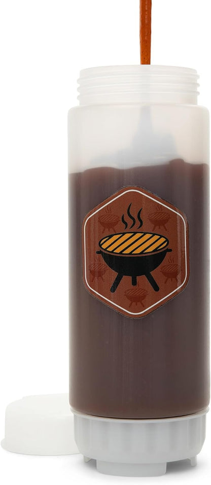 No‑Drip FIFO BBQ Sauce Squeeze Bottle – 18oz BPA-Free Refillable Dispenser with White Twist Cap for Mess-Free Pouring – Ideal for Barbecue, Glazes, Honey Mustard, Marinades, Teriyaki