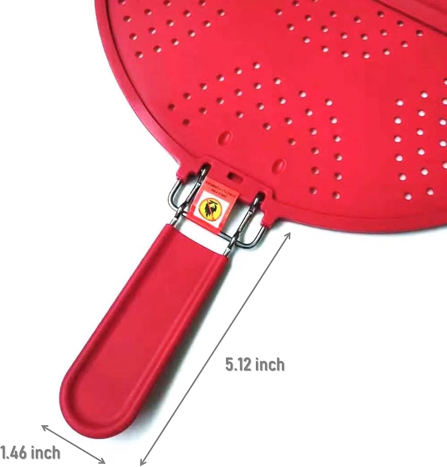 Foldable Silicone Splatter Screen, Bi-Fold Multifunction Shield for Frying Pan 11 3/4-Inch, Red