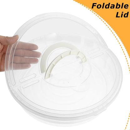 2 Pcs Clear Pie Containers With Lids and Handle, Round Plastic Pie Carrier Reusable Leftover Pizza Storage Container Box Double-Layer Food Tray with Cover for Cake Cookies Cheesecake Pastry
