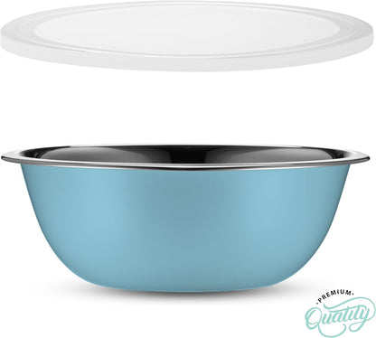 WHYSKO Stainless Steel Mixing Bowl Set, 10 Piece Stainless Steel Mixing Bowls with Lids Set for Food Prep Storage and Serving, Dishwasher Safe for Kitchen Baking Cooking, Silver