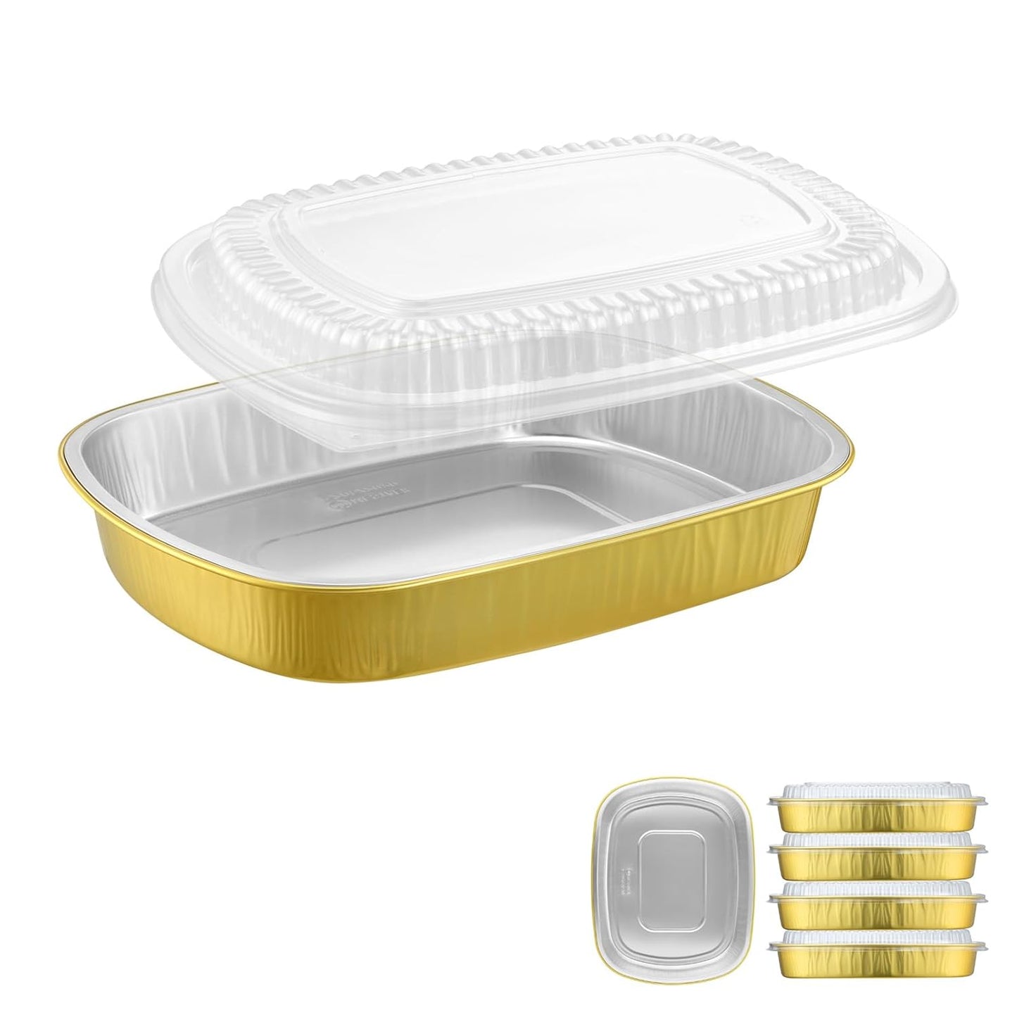 Oval Aluminum Foil Takeout Containers with Lids (5 Pack) – 2X Thicker Heavy Duty Black Food To-Go Trays for Restaurants, Delivery, Meal Prep & Food Service, 25oz