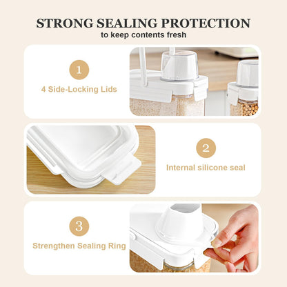 Hongya Rice Container, Airtight Rice Storage Container, Portable Pet Food Storage Containers with Measuring Cup, 4 to 8lbs Cereal Containers Storage for Kitchen Pantry Household, BPA-Free, White