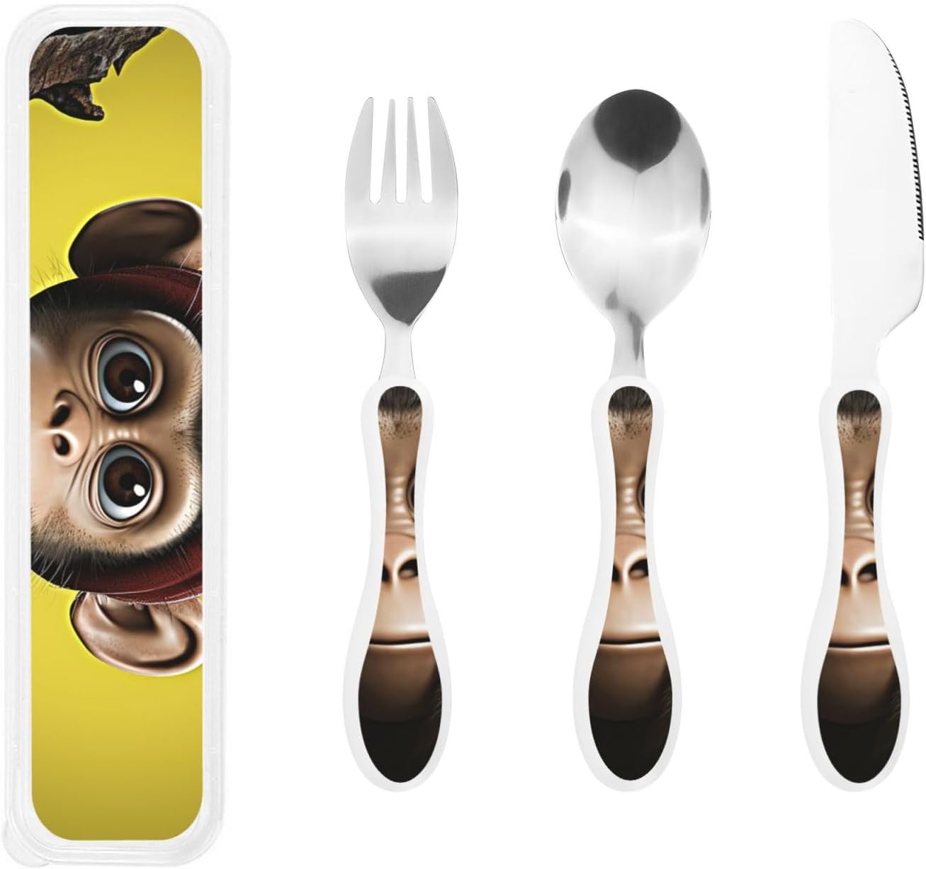 3-Piece Kids Silverware Set With Storage Case, Stainless Steel Reusable Children Safe Knife Spoon Fork Set Cute Kittens Children Flatware Set For Kids Lunch Box