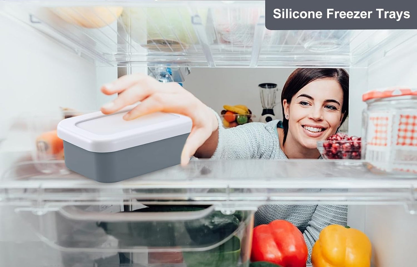 8 PCS 1 Cup Silicone Freezer Molds with Lids, Reusable Leak-Proof Soup Containers, Ice Trays Food Storage Trays for Meal Prep, Soups, Sauces, Stews, Dishwasher Safe(Grey, 250, Milliliters)
