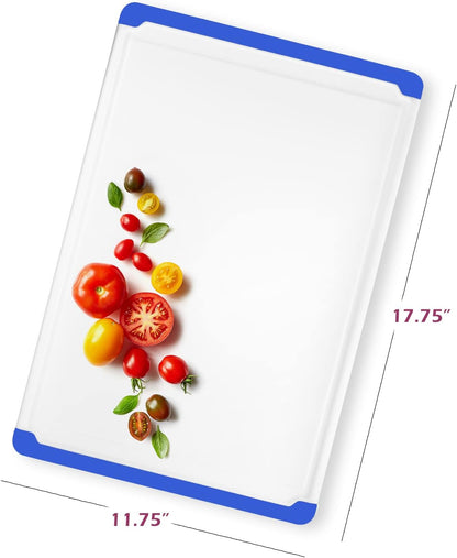Plastic Cutting Board for Kitchen - Extra Large Cutting Board 18 Inch Reversible Chopping Board, Juice Groove, Non Slip Feet, Dishwasher Safe, BPA Free Large Cutting Board for Meat Vegetables Fruit