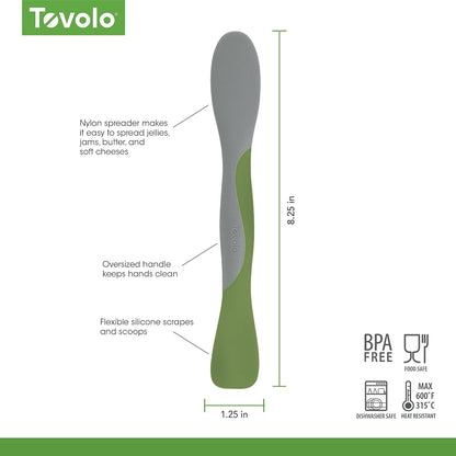 Tovolo Scoop and Spread Large Dual End Silicone Sandwich Spreader Tool with Nylon Handle, BPA Free Dishwasher Safe Silicone and Nylon Tool for Spreading and Scooping, Cayenne Red and Oyster Gray