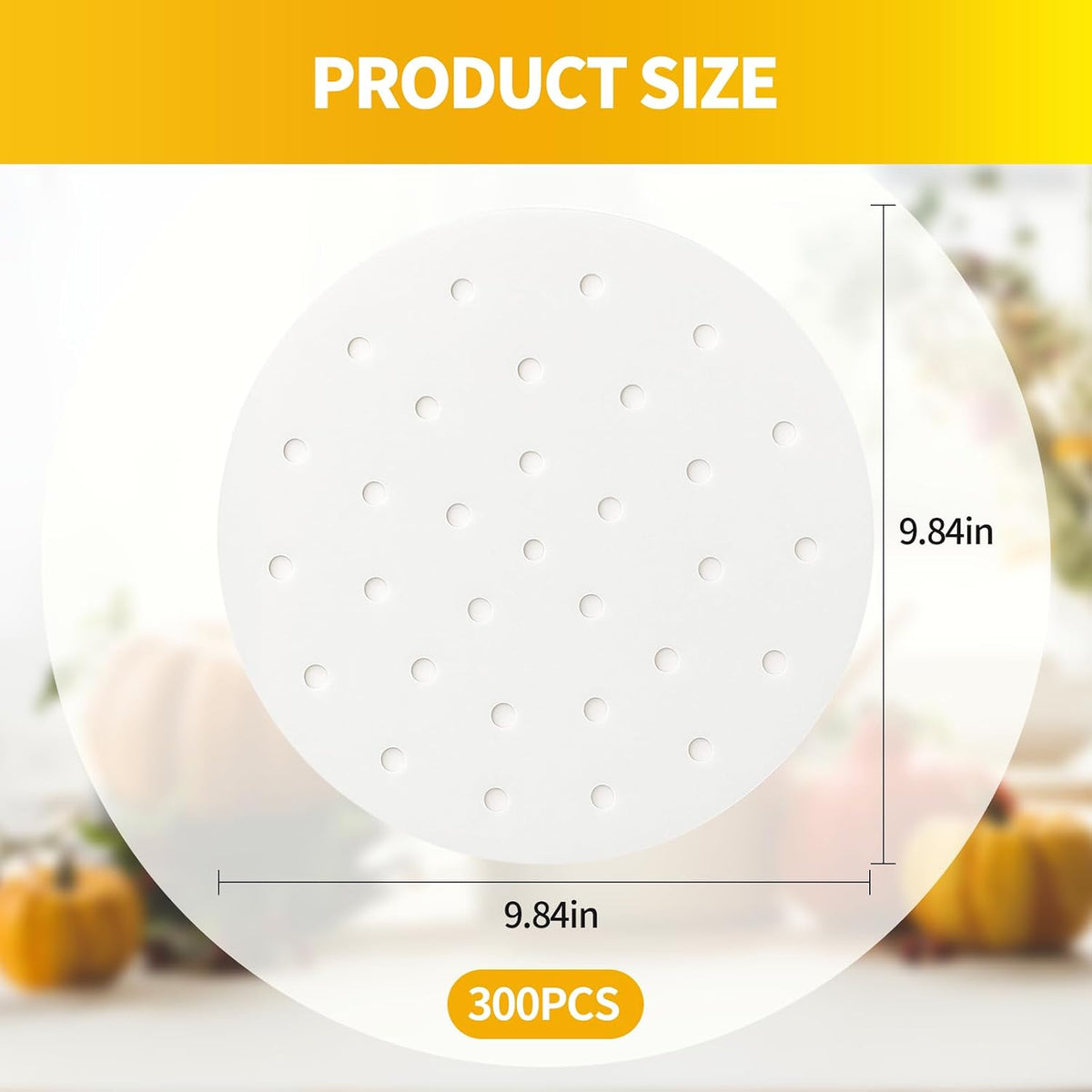 Non-Stick Bamboo Steamer Paper, 10" Round Liners with Holes for Steamer Basket, Air Fryer, Bamboo Steamers, and Oven Use