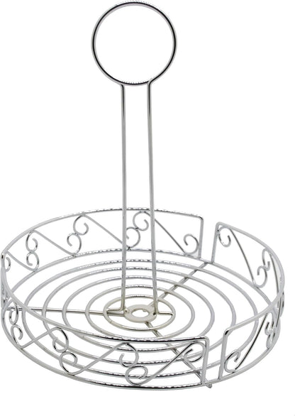 FixtureDisplays® Condiment Caddy Table Stove top Ketchup, Salt Peper Mustard Bottle Organizer, Scroll Design Chrome Finish 19690 19690