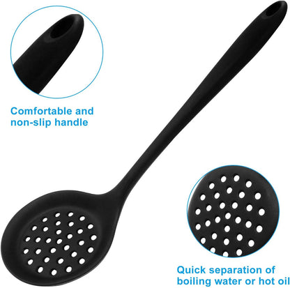 Hordion Silicone Slotted Spoon, Yellow Strainer Spoon Non Stick Skimmer