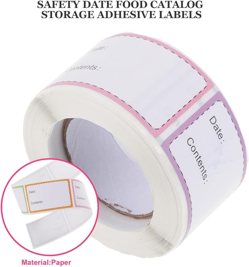 FOMIYES Food Date Labels Stickers 2 Rolls Removable Waterproof Freezer Labels for Kitchen and Pantry Storage Oil Resistant for Food Containers and Mason Jars