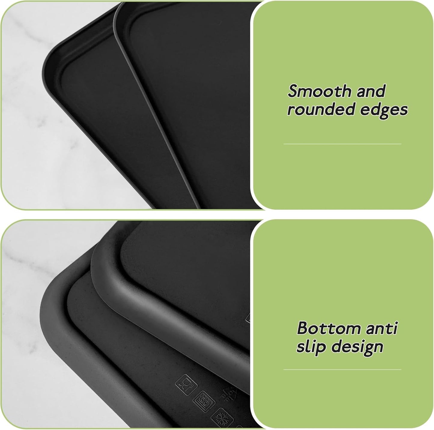 4 Pack Multicolo Plastic Serving Trays for Party Serving Food - Rectangular, 8.66 by 12 in, Heavy Duty Dessert Trays for Food Erving Platters for Party Tray Decor Veggie,Snack
