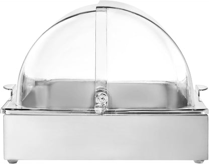VEVOR Chilled Condiment Server Caddy, 5 Compartment Ice Cooled Serving Container, Plastic Fruit Garnish Tray Platter with Lid, for Taco Salad Bar Accessories, Party Home Restaurant Supplies