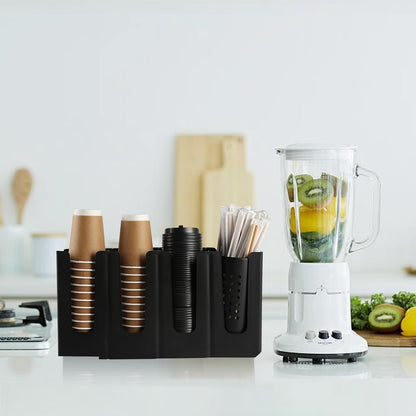 Paper Cup and Lid Holder with Straw Organizer for Coffee Station