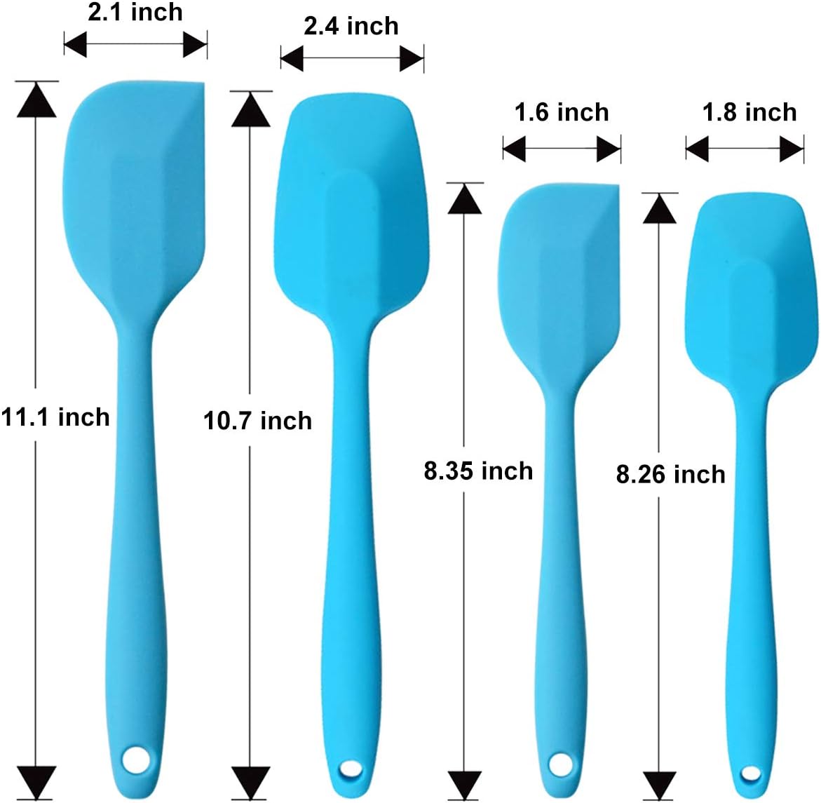 Silicone Spatulas Set, Rubber Spoon Spatula Heat Resistant Spoonula One Piece Design Seamless Spatula Non-Stick Scrapers Baking Mixing Tool (Dark Blue)