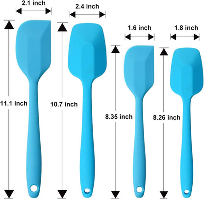 Silicone Spatulas Set, Rubber Spoon Spatula Heat Resistant Spoonula One Piece Design Seamless Spatula Non-Stick Scrapers Baking Mixing Tool (Dark Blue)