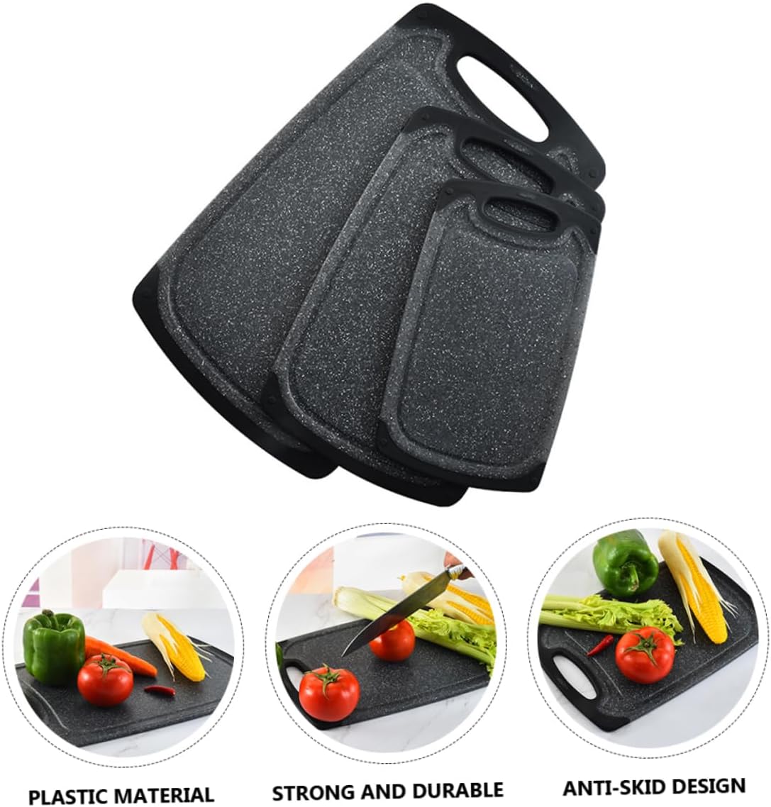 Mikinona Anti-slip Plastic Cutting Board Yellow Extra Large Mats 3pcs Cutting Mats Set